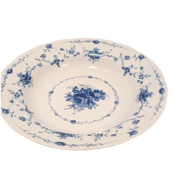 1940s Hoya China 9" Soup Plate Blue Flowers Japan Porcelain Floral Replacement - Picture 11 of 16